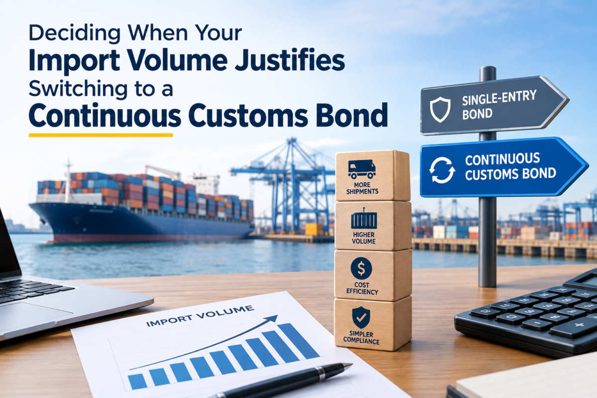 Deciding When Your Import Volume Justifies Switching to a Continuous Customs Bond 1 continuous customs bond
